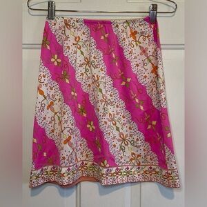 Emilio Pucci Formfit Rogers Small Slip Mini Skirt 60s Italy Nylon Pink Vtg Bows